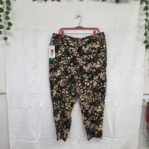 NWT Jessica Simpson XL Cameren Floral Tapered Pants Black Bouquet Splash